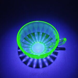 Federal Glass Hostess Green Uranium Glass Optic Coffee Tea Cup (No Saucer)